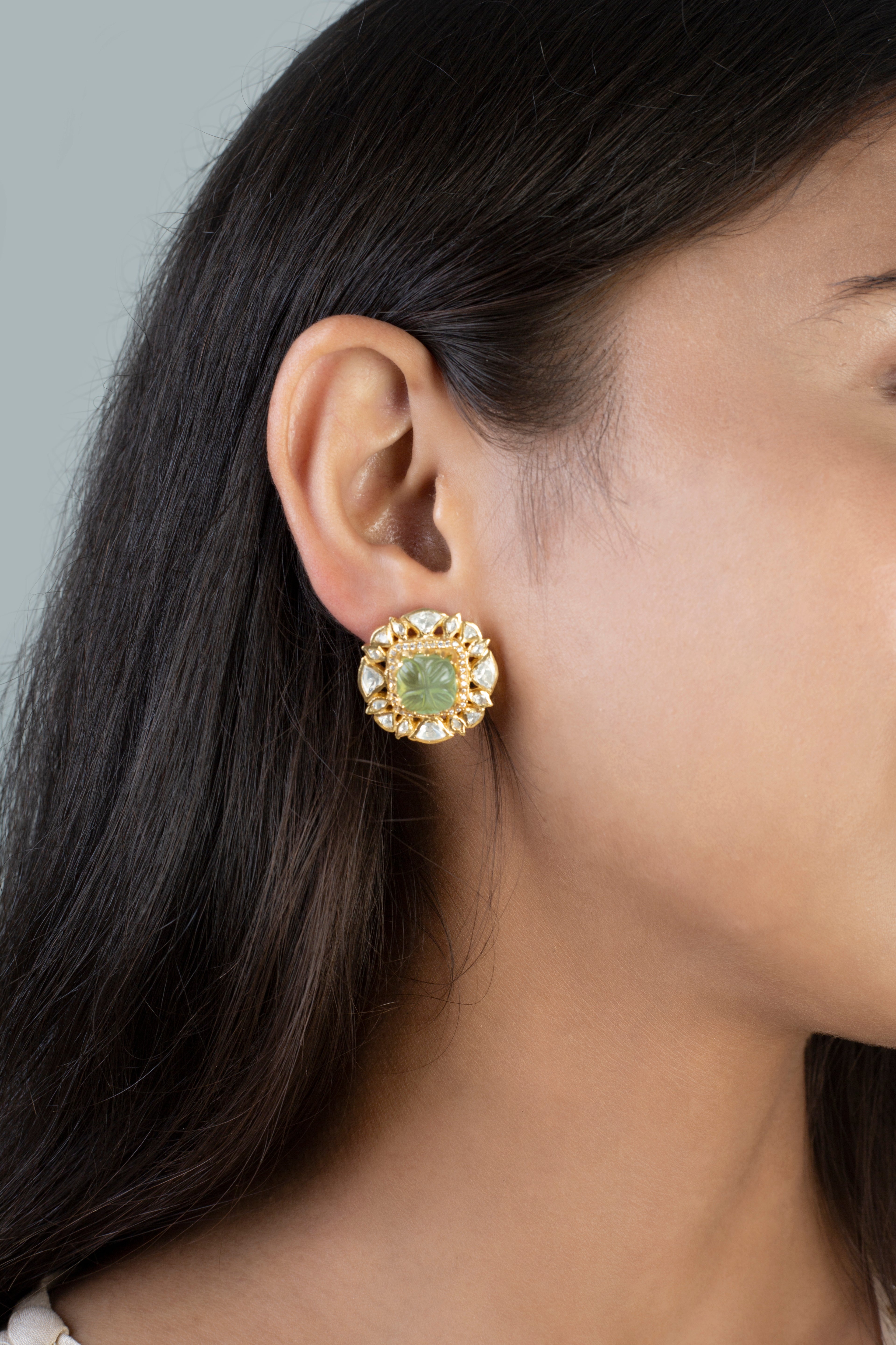 MOISSANITE POLKI EARRINGS