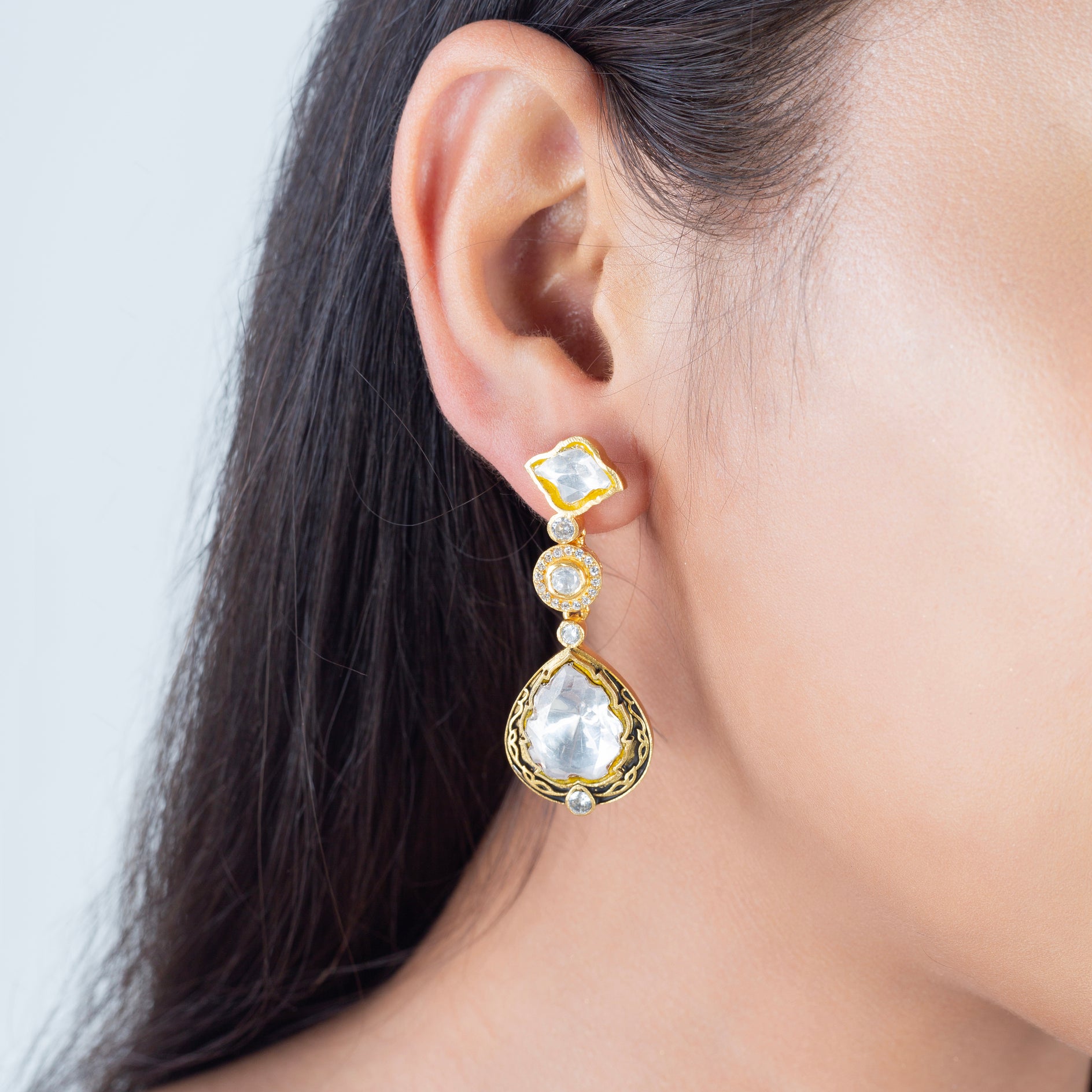 MOISSANITE POLKI EARRINGS