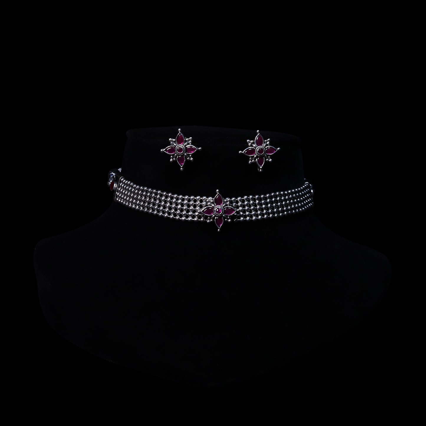 SILVER OXIDISED PLATING CHOKER IN TRIBAL COLLECTIONS