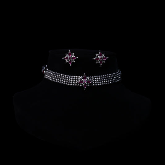 SILVER OXIDISED PLATING CHOKER IN TRIBAL COLLECTIONS