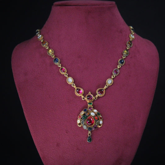 NECKLACE WITH NAVRATAN stones IN SOUTH COLLECTIONS.