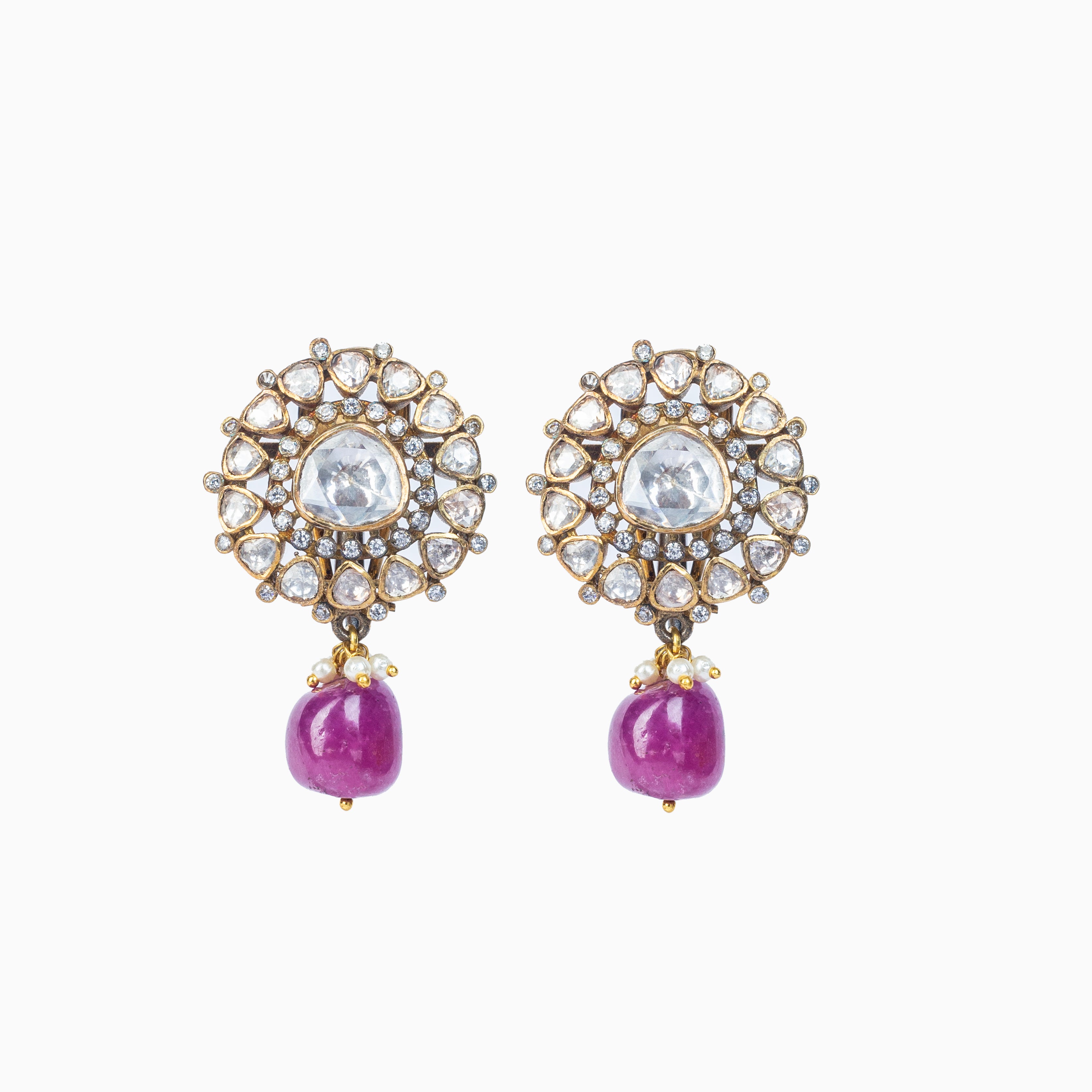 MOISSANITE POLKI EARRINGS