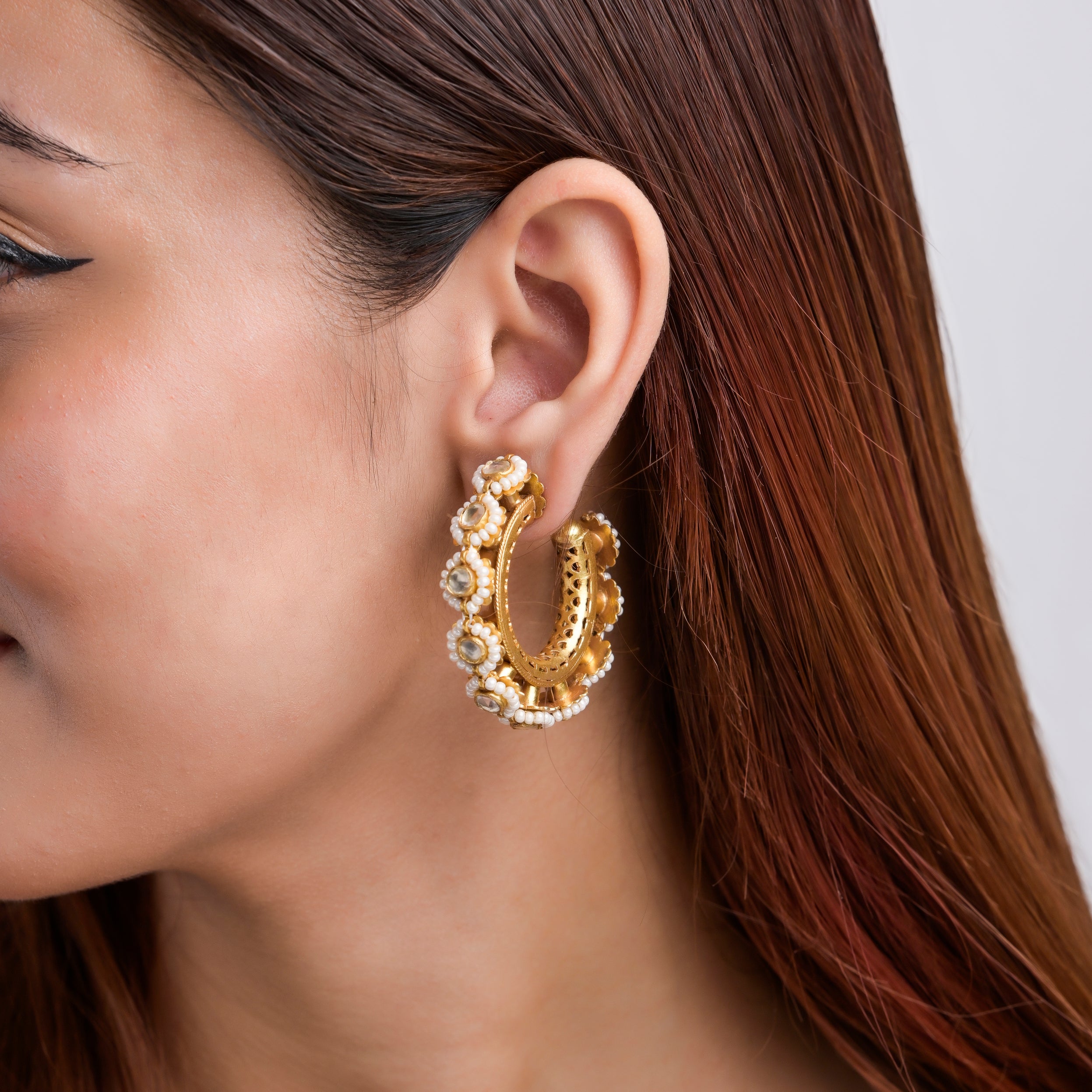 KUNDAN HOOP EARRINGS