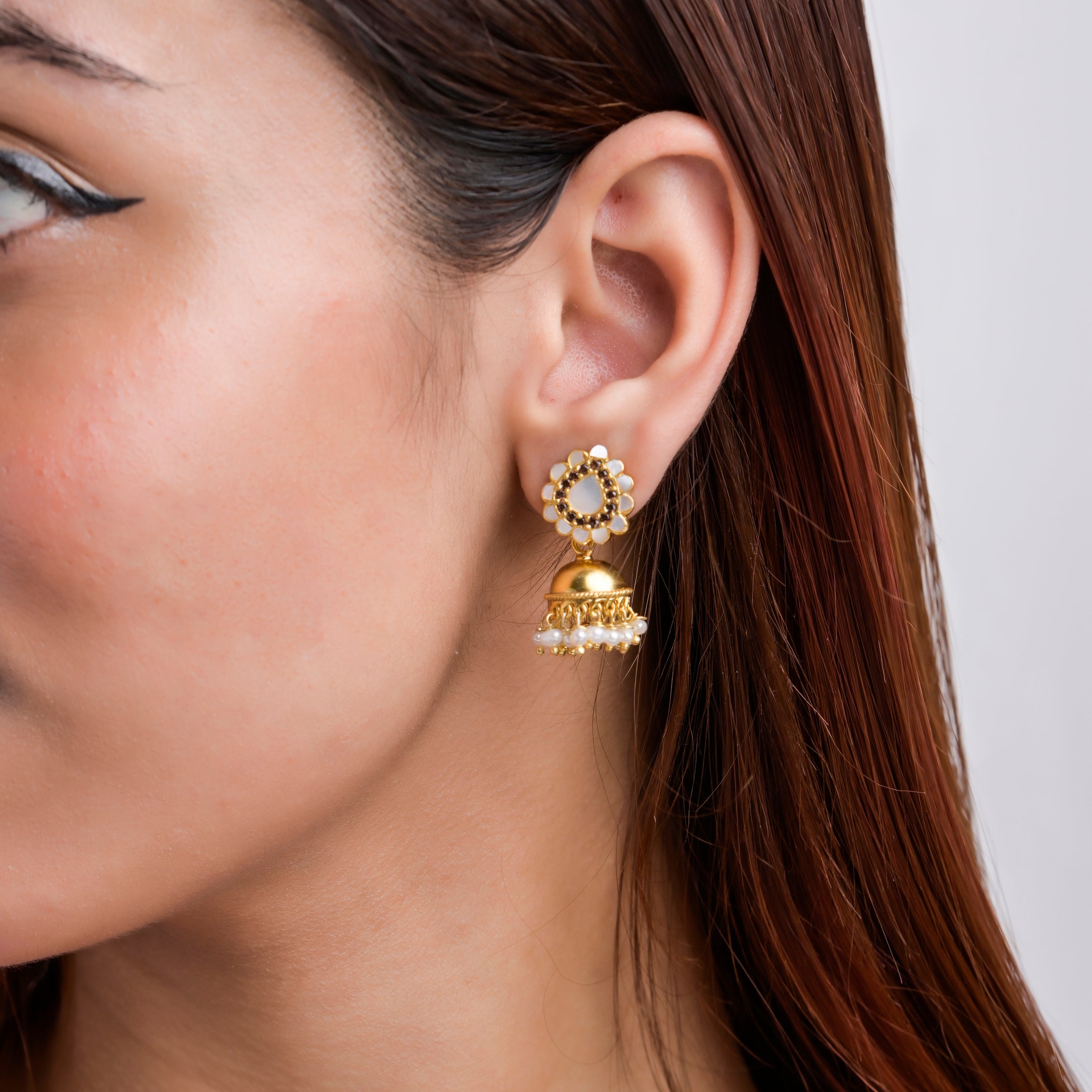 MOTHER OF PEARL ZHUMKI EARRINGS