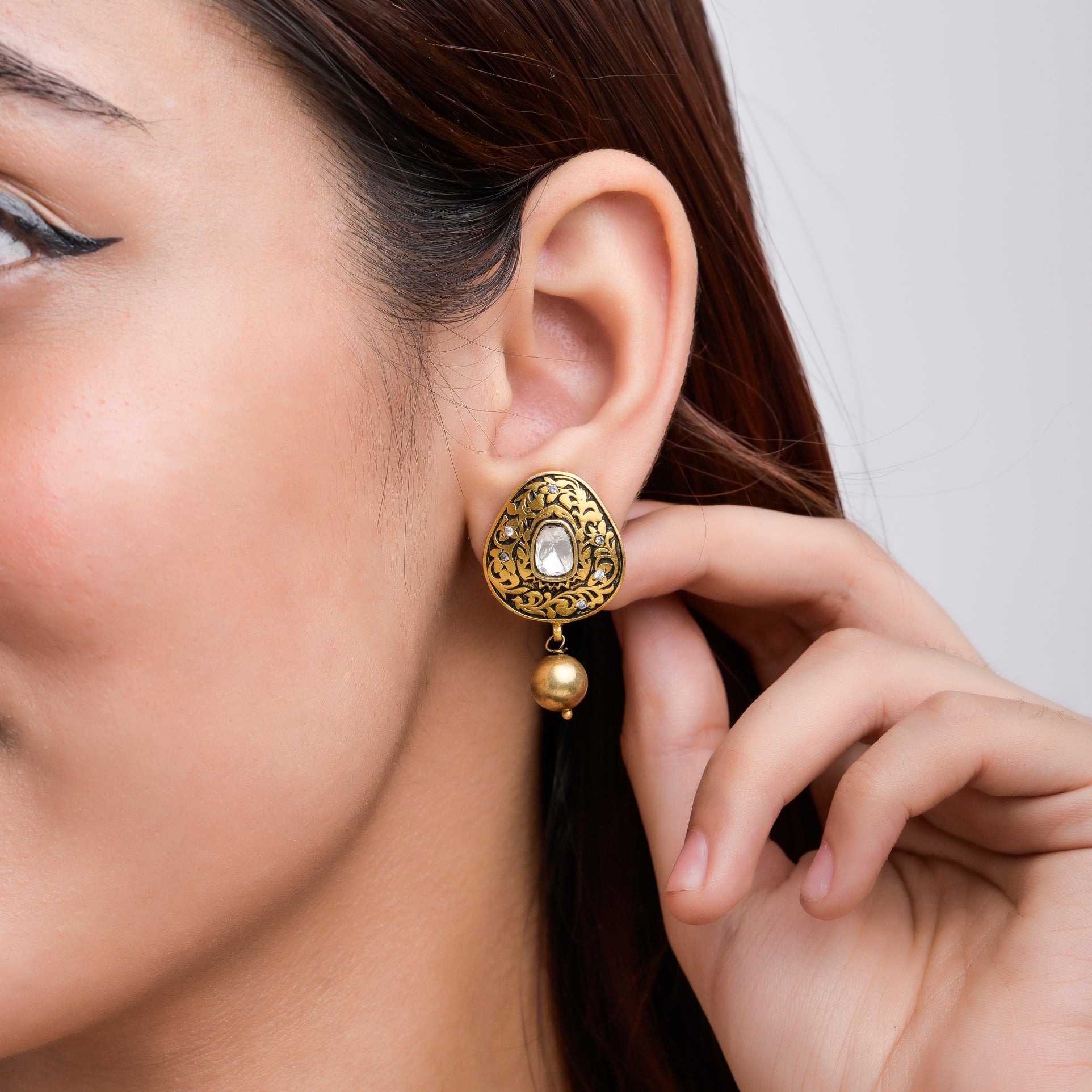 KUNDAN POLKI	DANGLER	EARRINGS