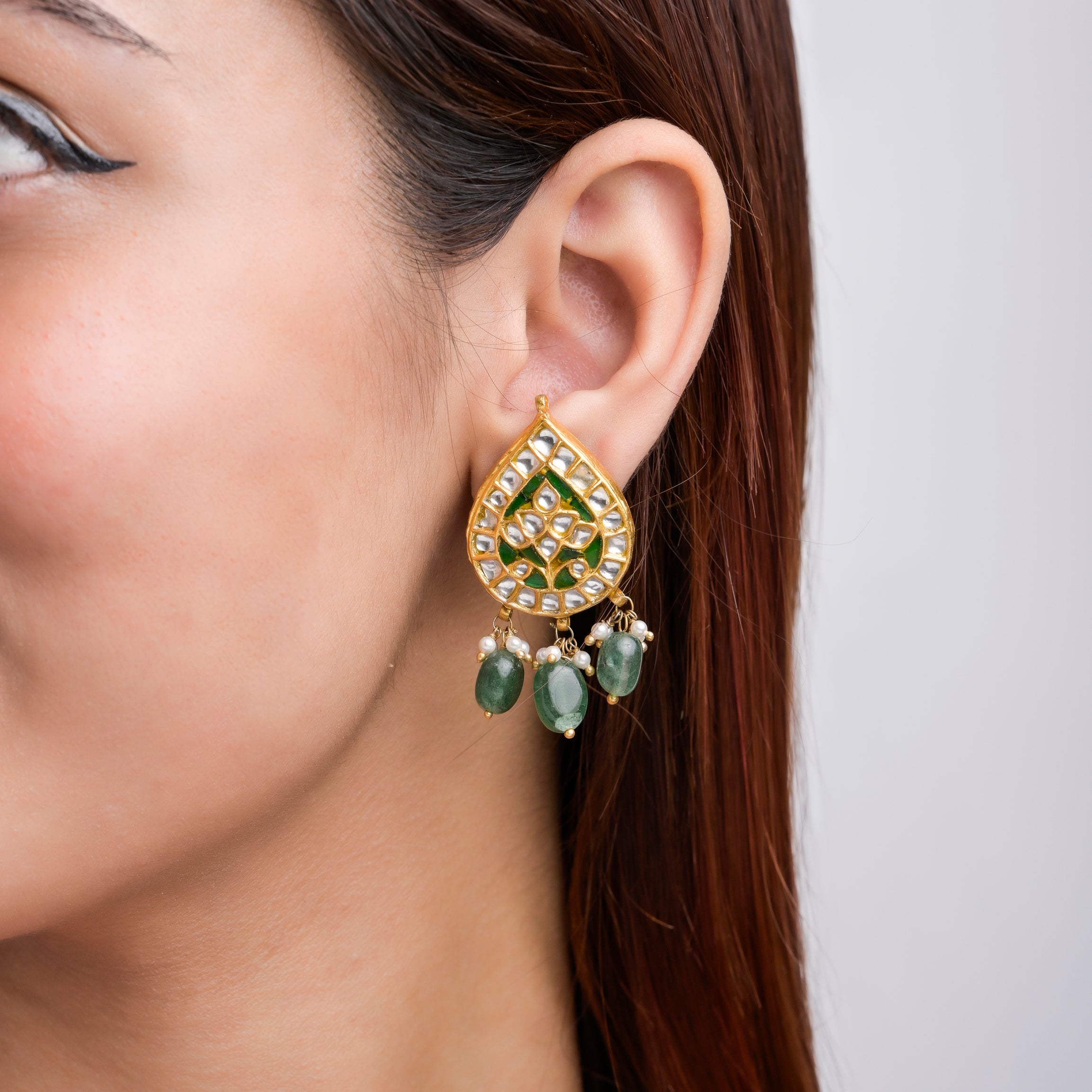 KUNDAN POLKI	DANGLER	EARRINGS