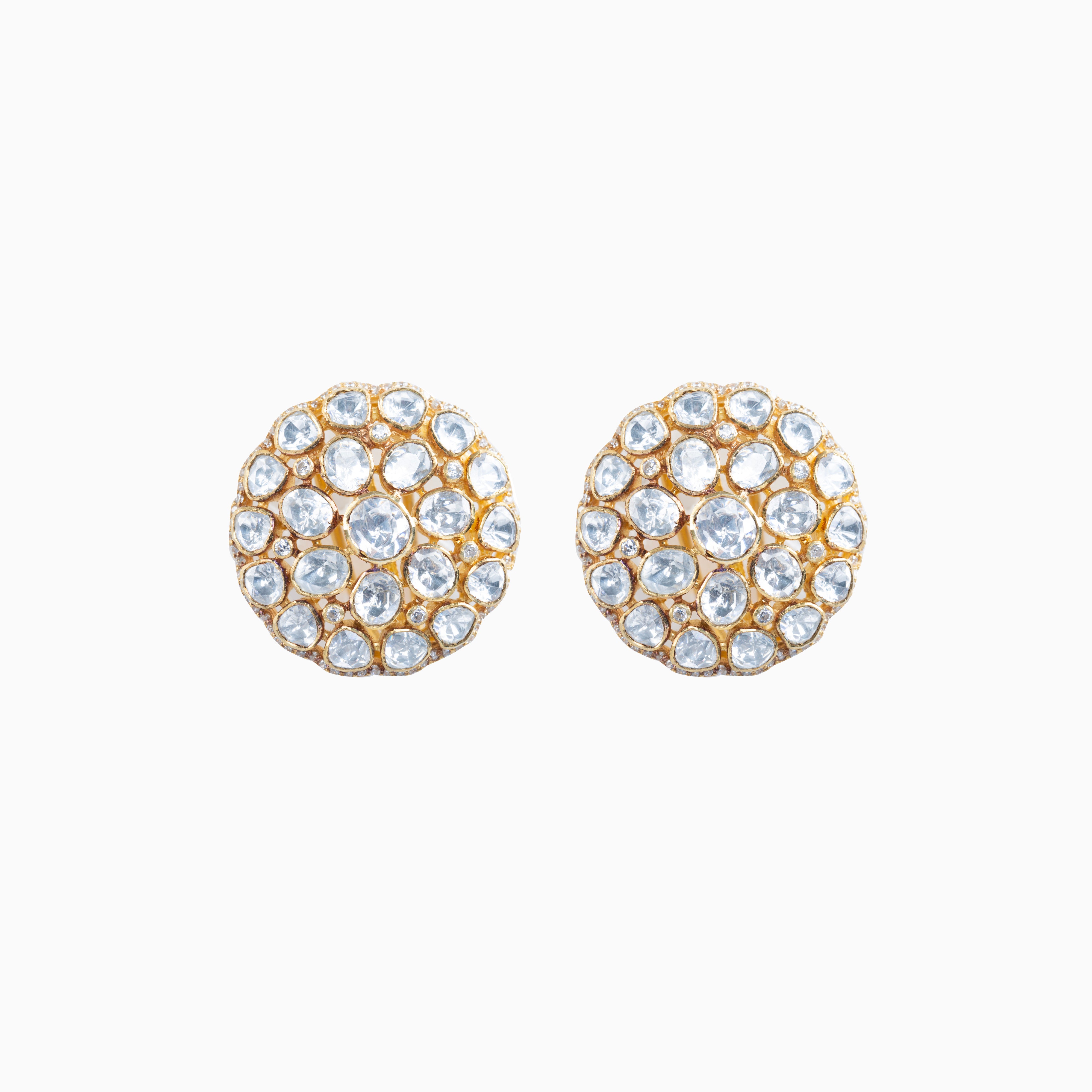 MOISSANITE POLKI STUD EARRINGS