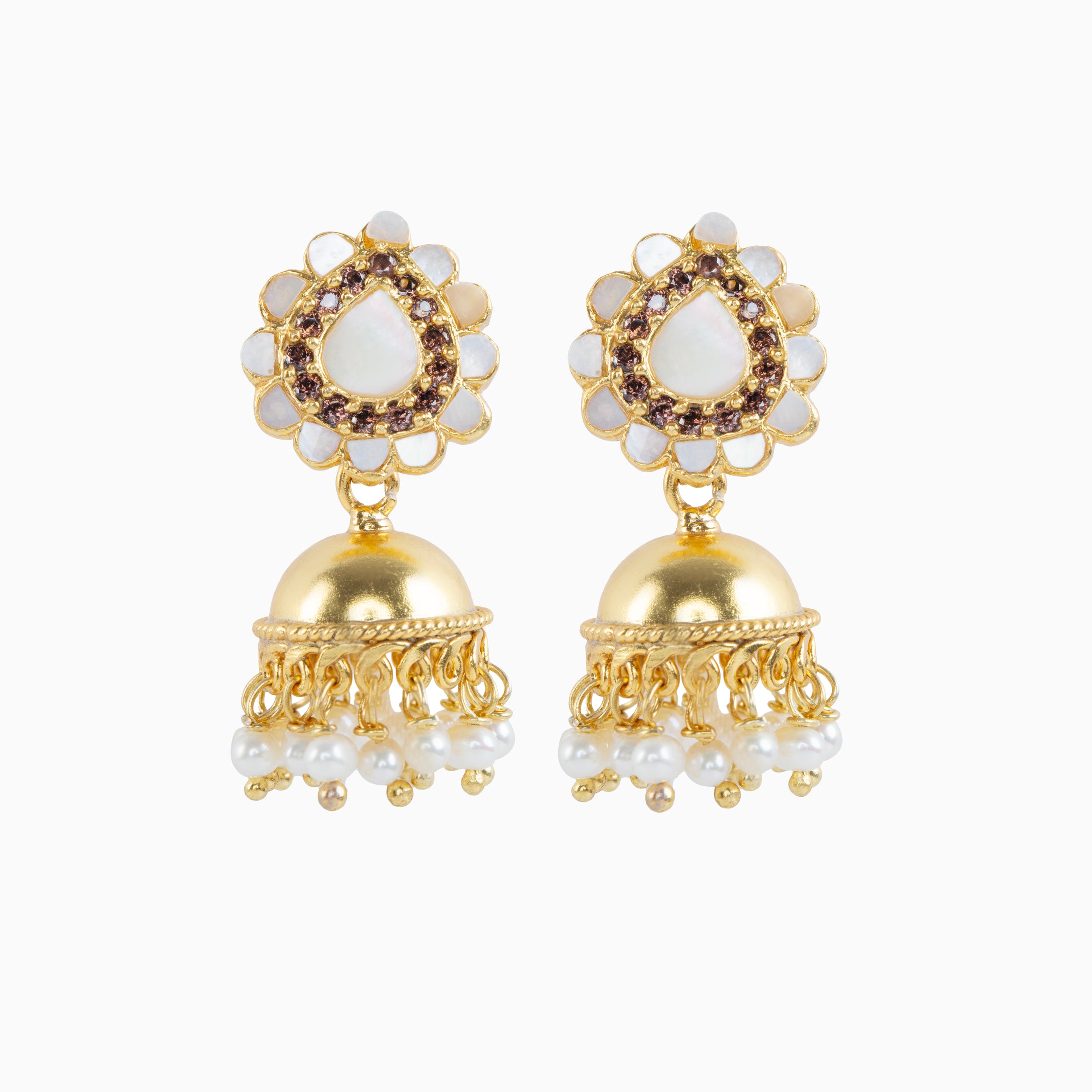 MOTHER OF PEARL ZHUMKI EARRINGS