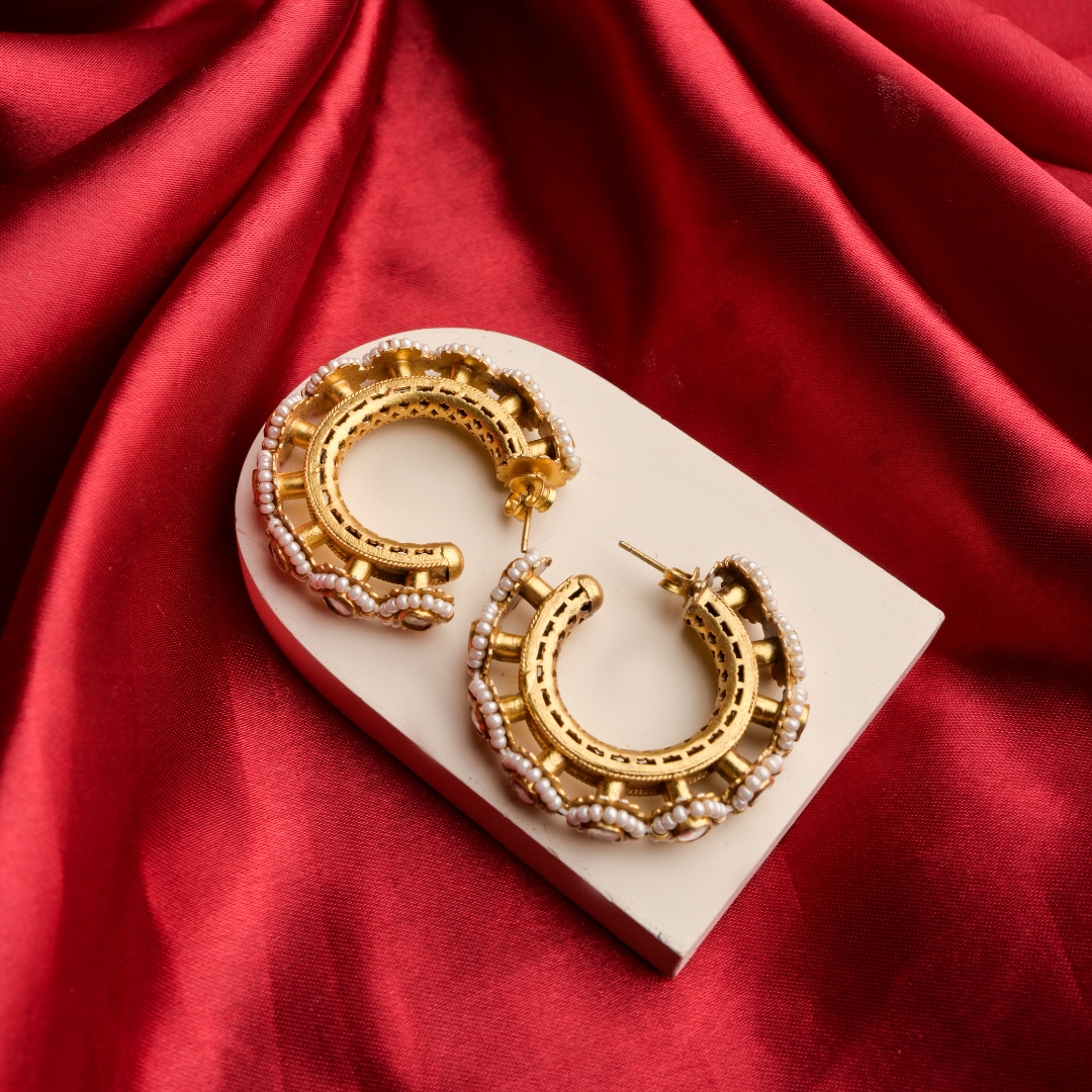 KUNDAN HOOP EARRINGS