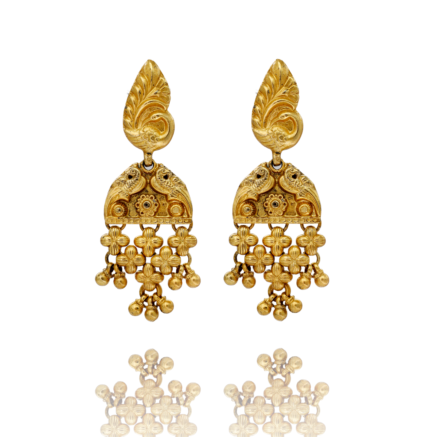 EARRINGS :- 92.5 STERLING SILVER GOLD PLATED WITH SILVER BEADS.