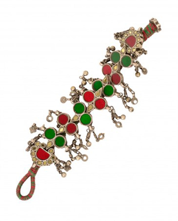 Red and Green Stoned Embellished Bracelet