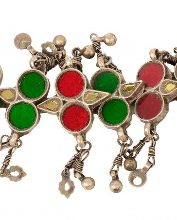 Red and Green Stoned Embellished Bracelet