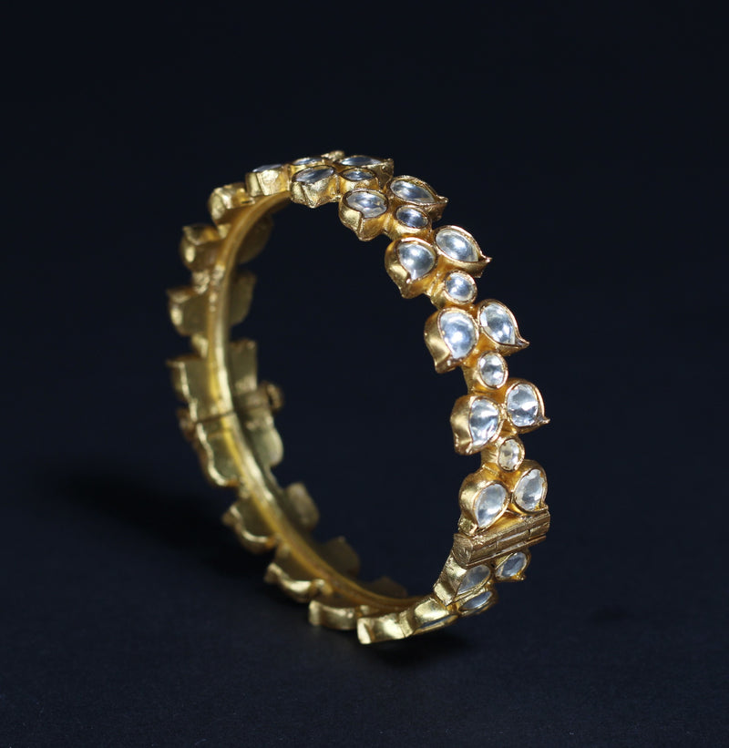 EACH BANGLE IS IN 92.5 STERLING SILVER  AND 18KT GOLD PLATED WITH KUNDAN