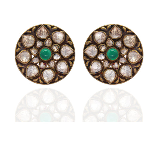 White Green Traditional Earrings - Ancestral