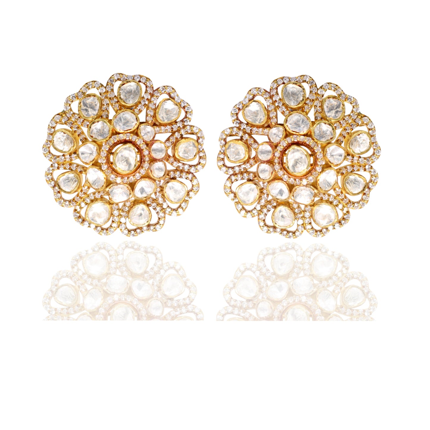 White Stoned Gold Ethnic Party Wear Earrings - Precious-lady