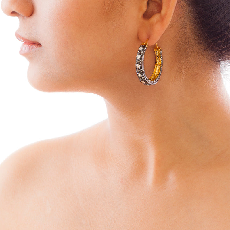 Silver Golden Hooped Earrings
