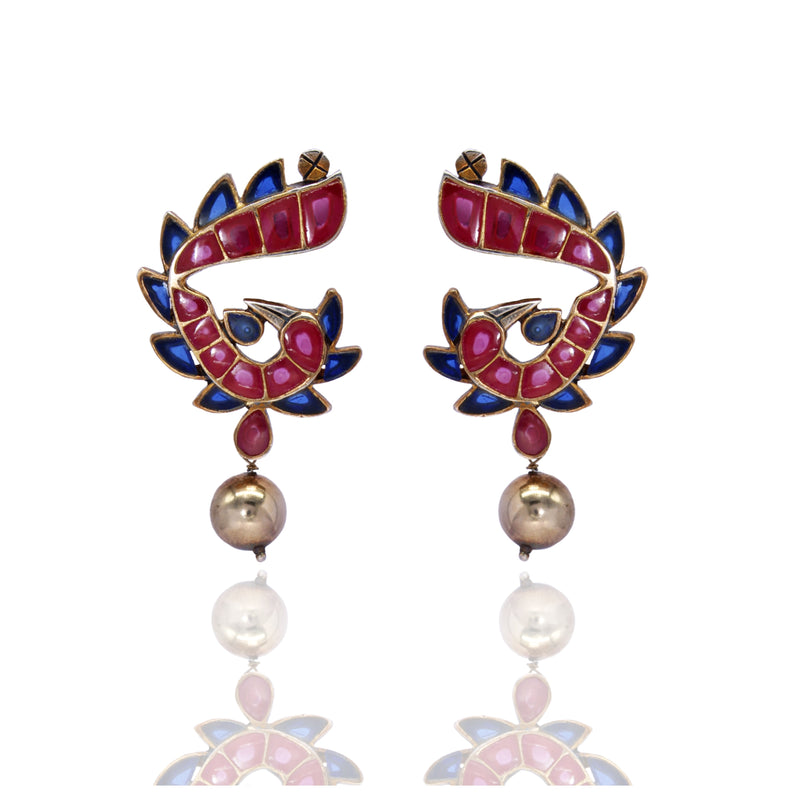 Modern Blue Pink  Earrings - Obsidian Jewel