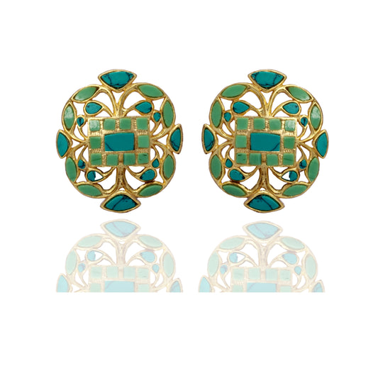 GOLD PLATED STERLING SILVER STUDS IN MOP COLLECTIONS.