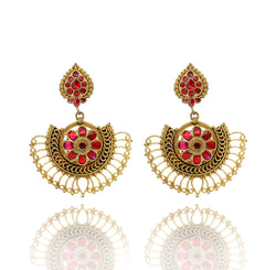 EARRINGS:- 92.5 STERLING SILVER GOLD PLATED WITH GREEN & PINK ONYX AND SILVER BEADS.