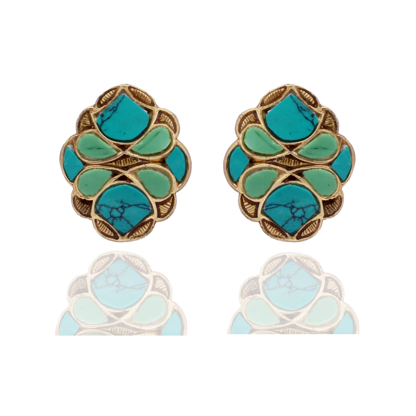 Turquoise Stoned Set Earrings - Color Splash