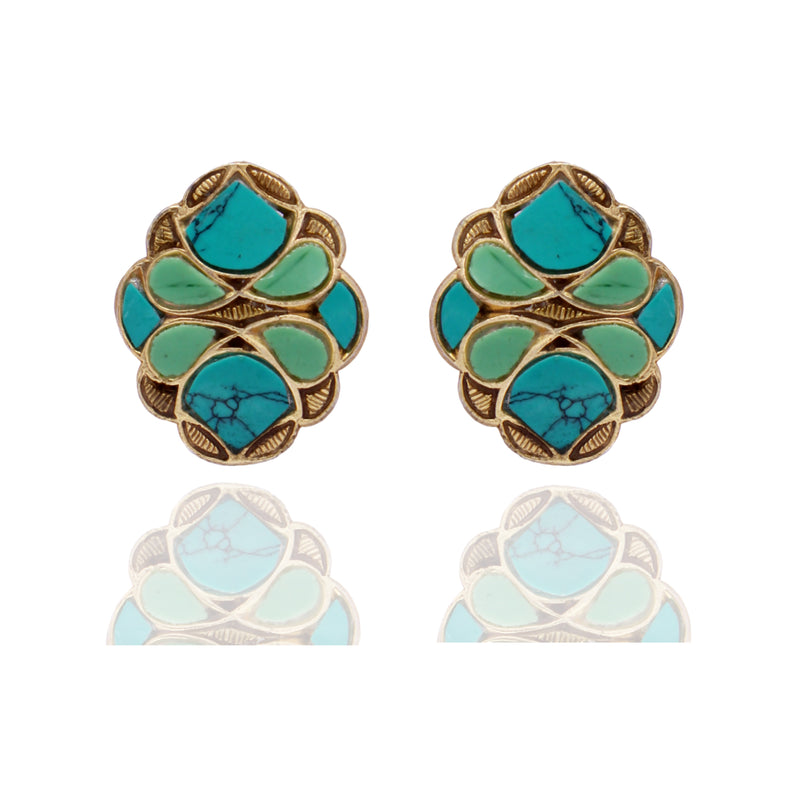 Turquoise Stone Set Earrings - Color Splash
