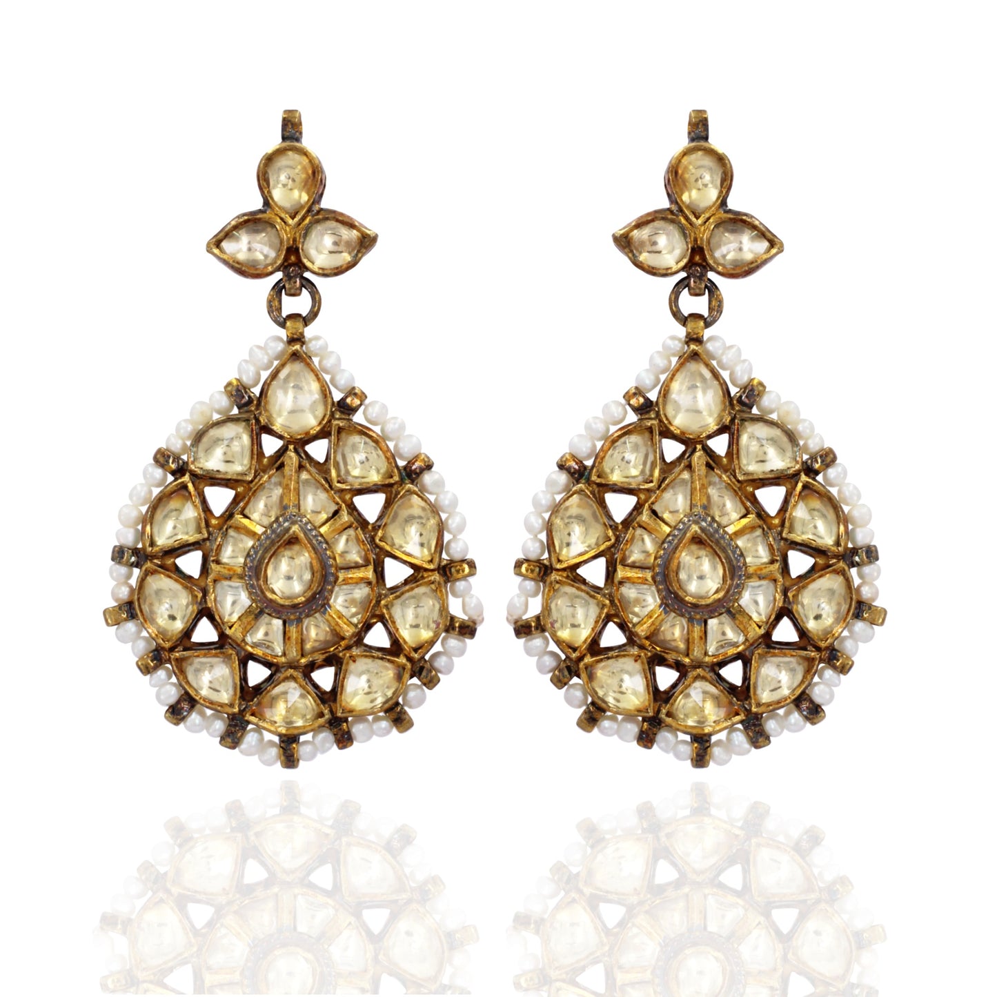 Attractive Gold Hint Of White Earrings - Titli
