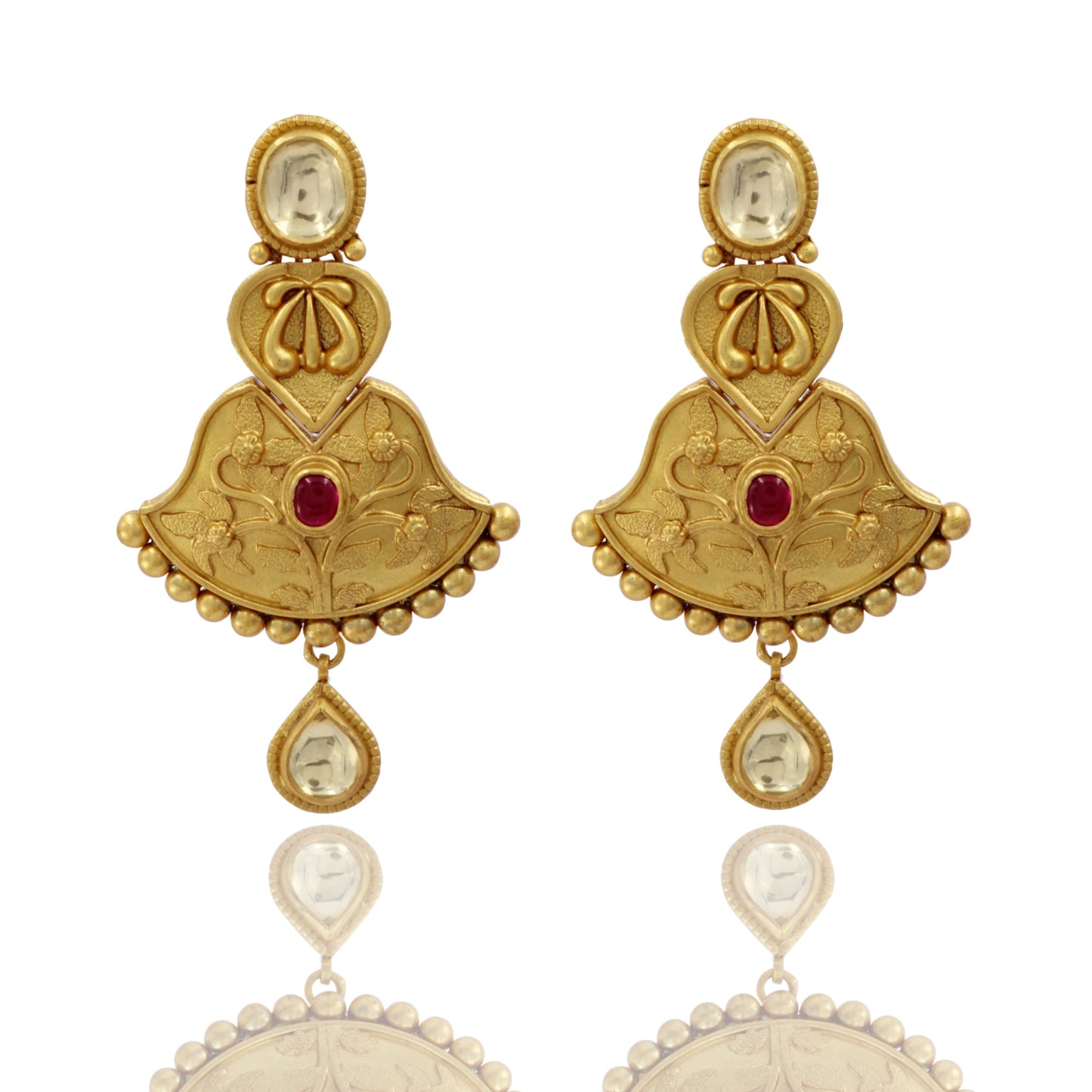 Ancestral Red Ruby Stoned Earrings - Aesthetic Jewels