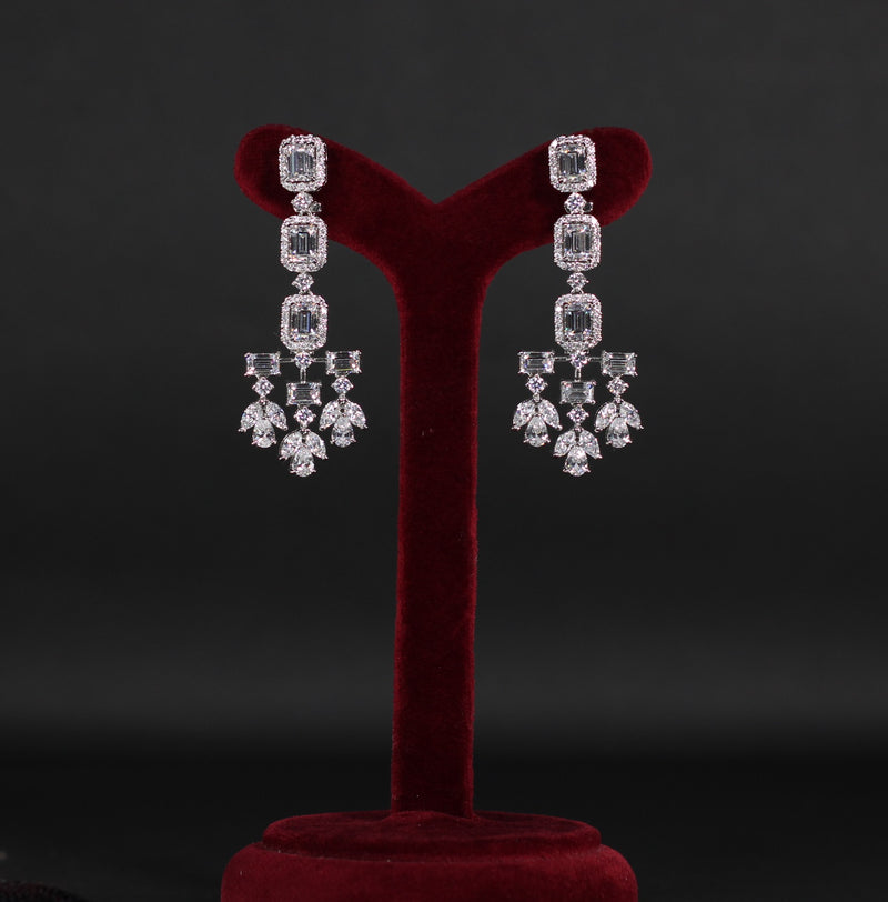 EARRINGS IN 92.5 STERLING SILVER WITH SWAROVSKI AND ZIRCONIA   WITH WHITE RHODIUM PLATED