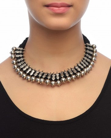 Ethnic Silver Choker Necklace