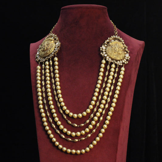 NECKLACE:-  92.5 STERLING SILVER, KUNDAN WITH  PEARLS  & 18K GOLD PLATED