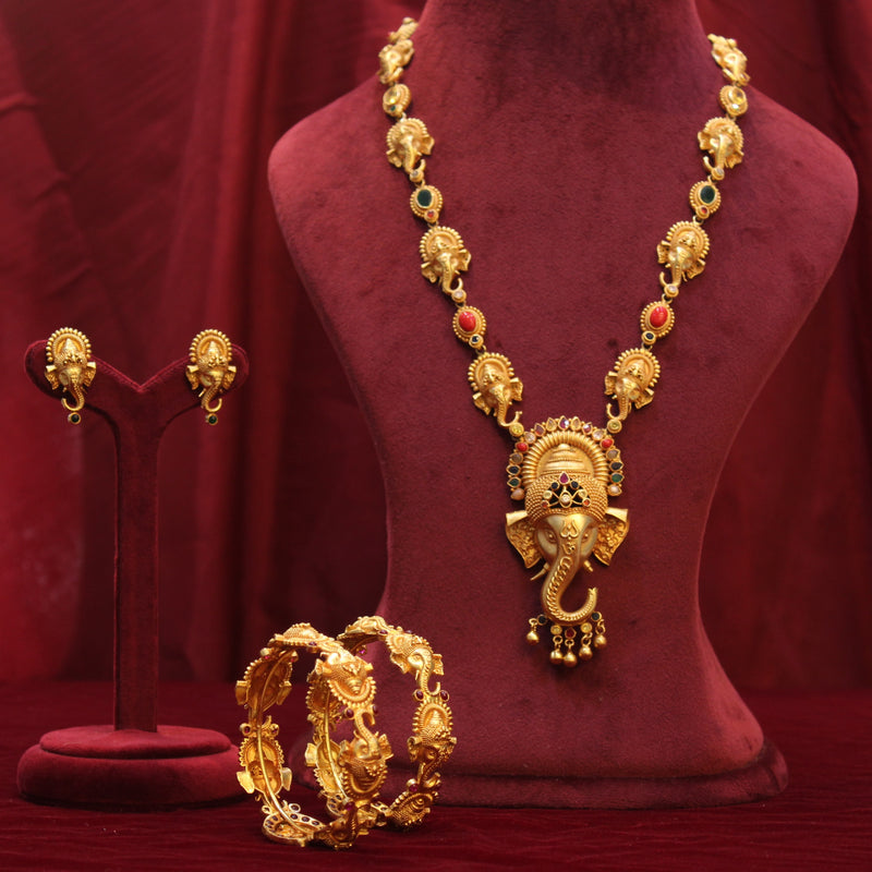 NECKLACE:-  92.5 STERLING SILVER WITH NAVRATAN & 18K GOLD PLATED
