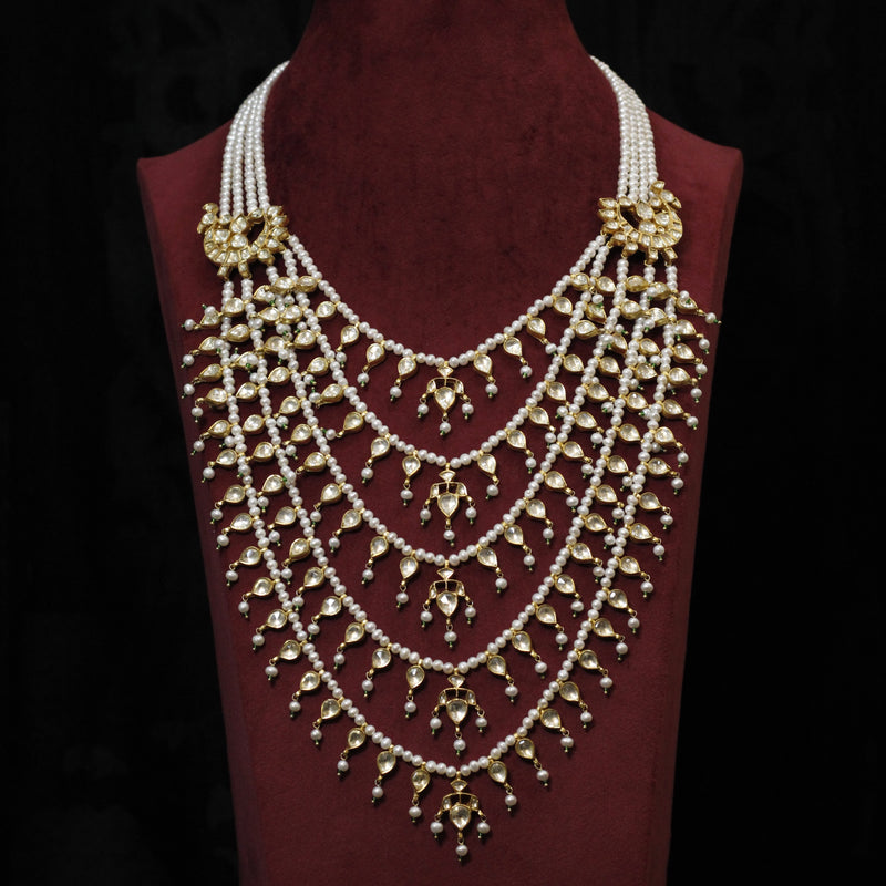 NECKLACE:- 92.5 STERLING SILVER WITH KUNDAN AND FRESH WATER PEARLS.