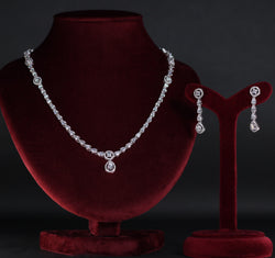 NECKLACE AND EARRING IN 92.5 STERLING SILVER WITH SWARVSKI STONES AND WHITE RHODIUM PLATED