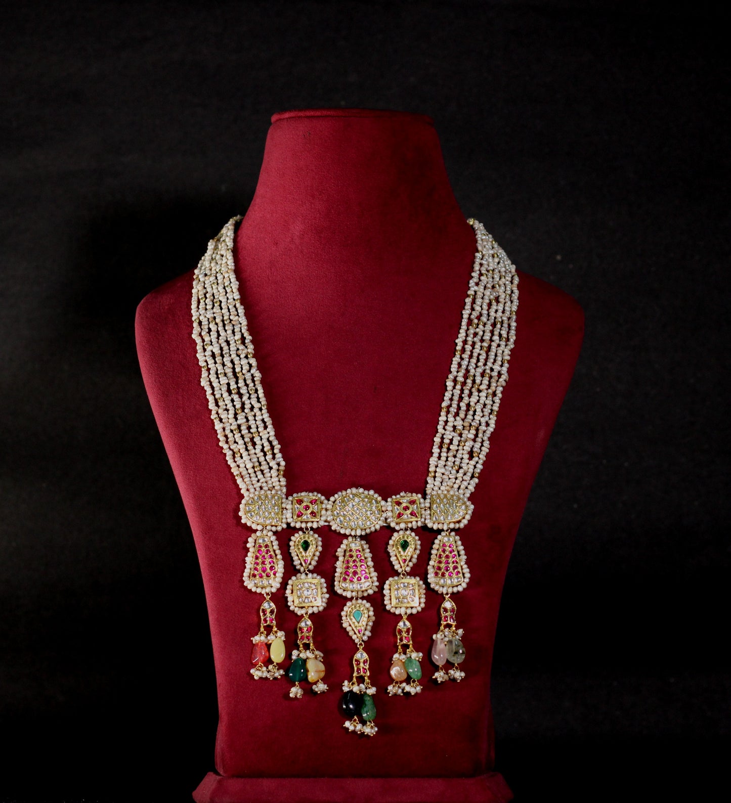 92.5 STERLING SILVER 18KT GOLD PLATED KUNDAN AND FRESH WATER PEARLS