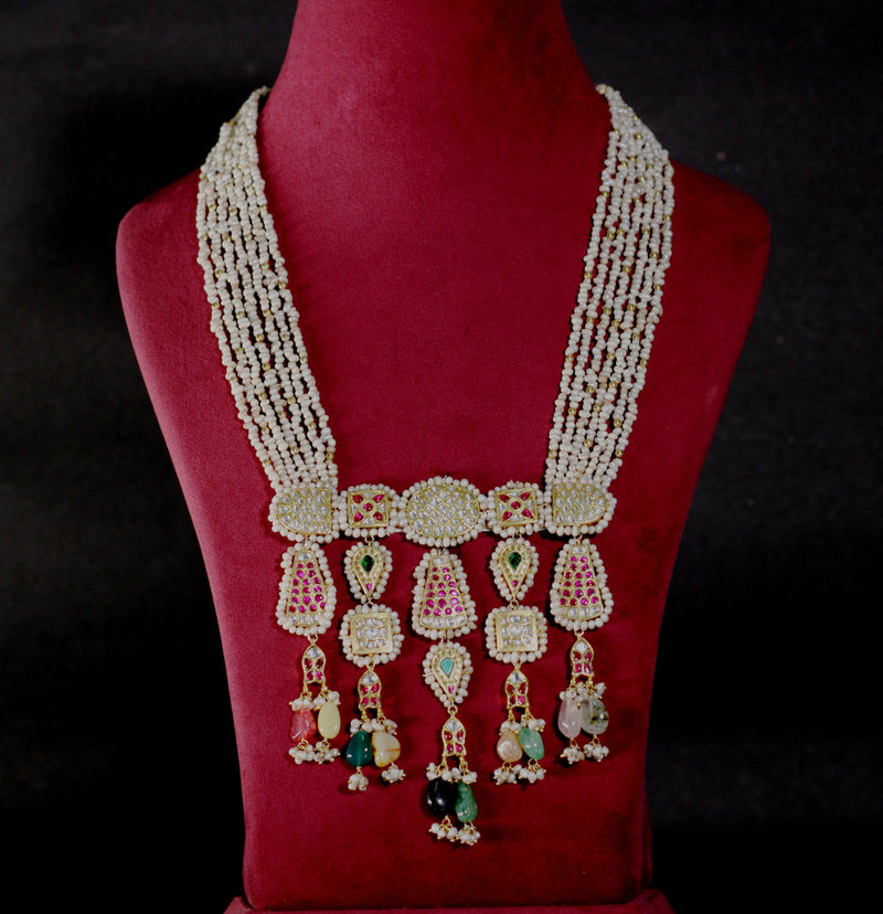 92.5 STERLING SILVER 18KT GOLD PLATED KUNDAN AND FRESH WATER PEARLS