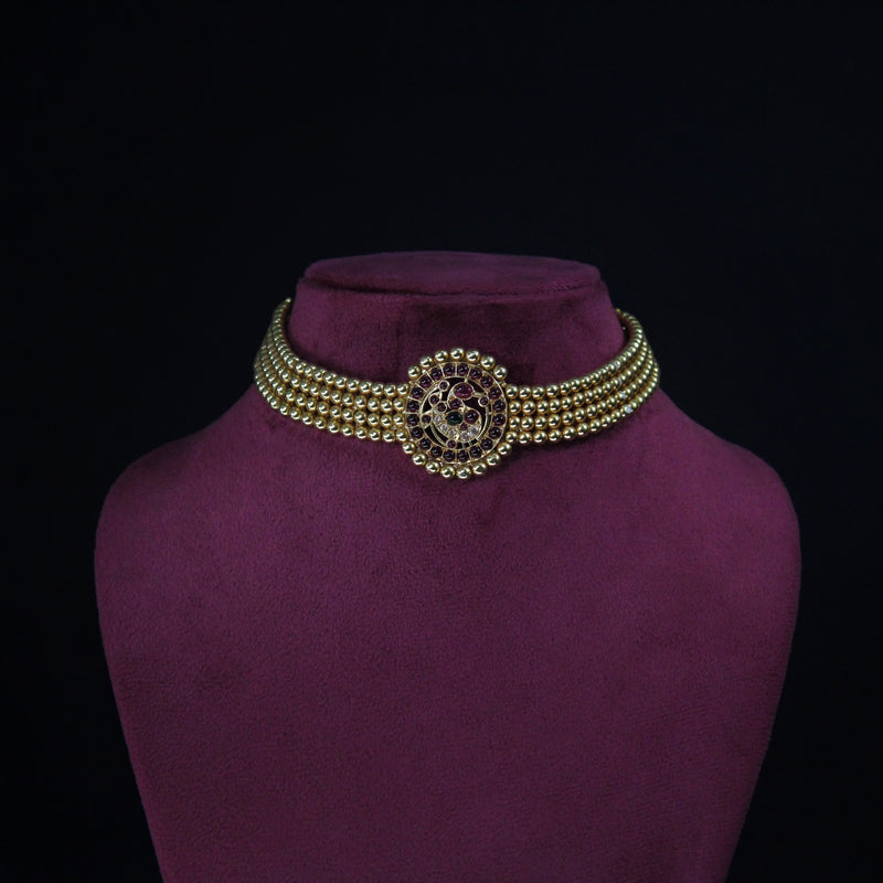 NECKALCE:- 92.5 STERLING SILVER GOLD PLATED WITH PINK & GREEN ONYX.