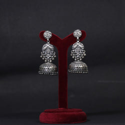 OXIDISED PLATING JHUMKI EARRINGS IN TRIBALE COLLECTIONS.