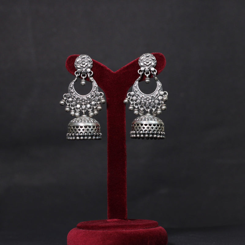 OXIDISED PLATING JHUMKI EARRINGS IN TRIBALE COLLECTIONS.