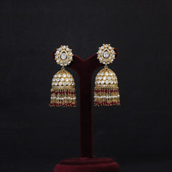 GOLD PLATED STERLING SILVER JHUMKI EARRINGS IN JADAU COLLECTIONS.