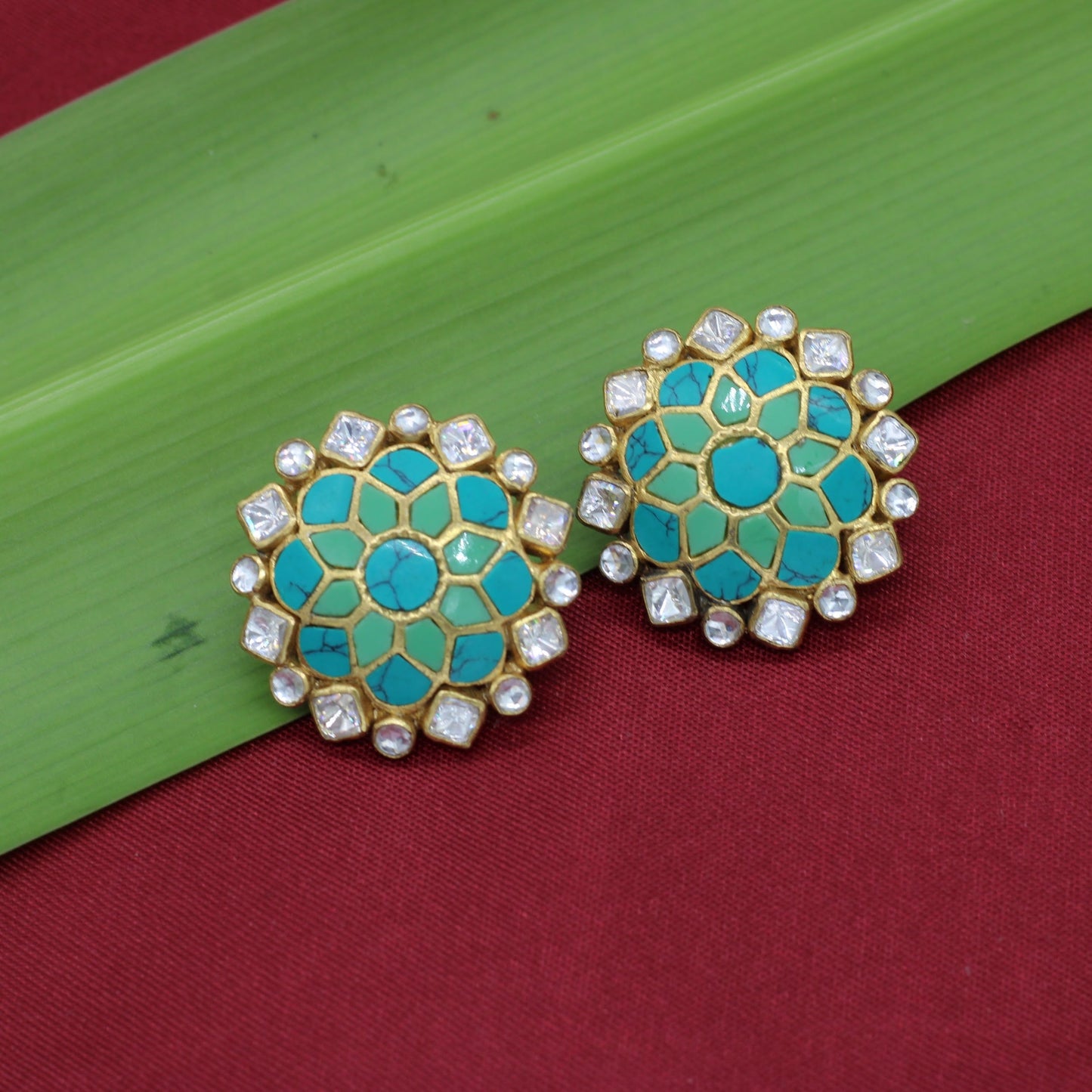 GOLD PLATED STERLING SILVER STUDS IN MOP COLLECTIONS.
