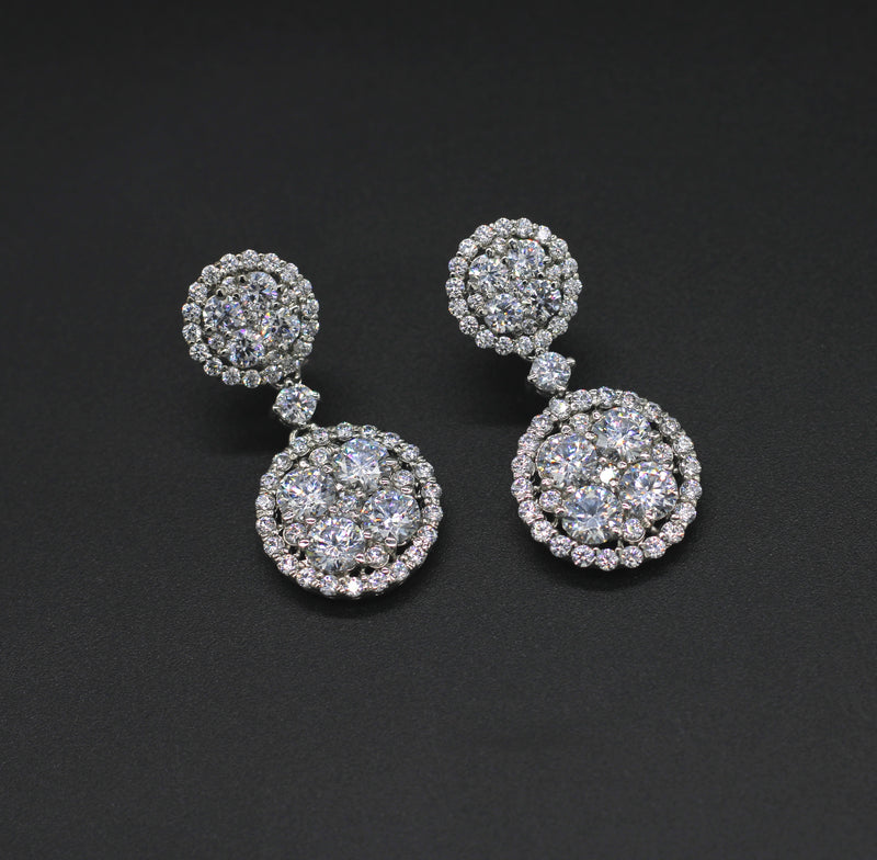 EARRINGS IN 92.5 STERLING SILVER WITH SWAROVSKI IN WHITE RHODIUM PLATED