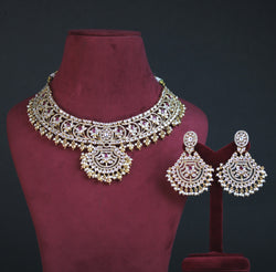 NECKLACE SET 92,5 STERLING SILVER, GOLD PLATED with KUNDAN, PINK ONYX  and  FRESH WATER PEARLS